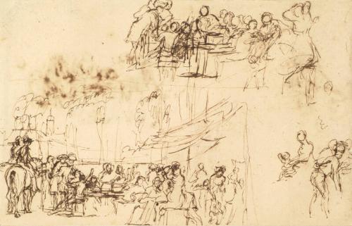 Chelsea Pensioners Reading the News of Waterloo; Verso: Figures at a Washtub and Man on Horseback