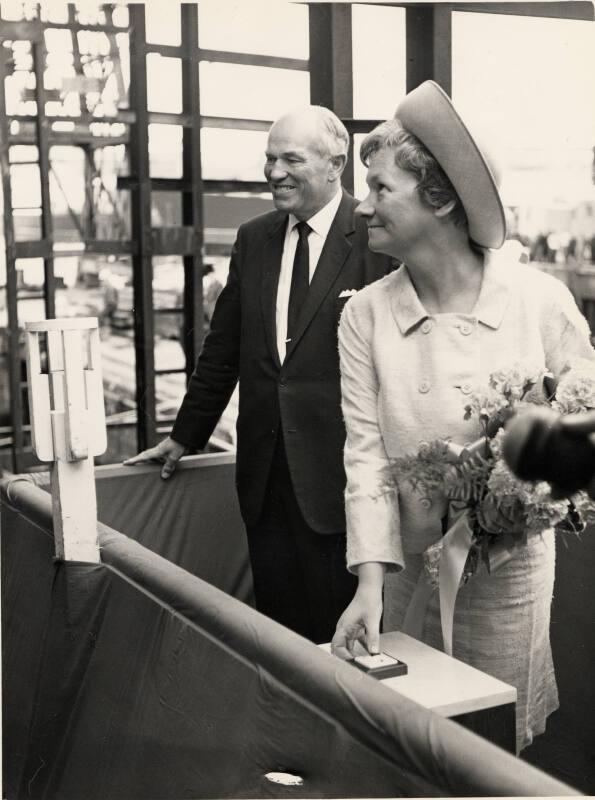 Clupea (940) black & photograph of launching ceremony