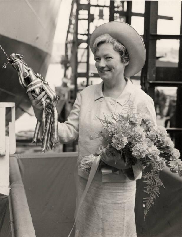 Clupea (940) black & photograph of launching ceremony