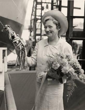 Clupea (940) black & photograph of launching ceremony