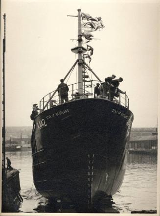 Star of Scotland (A442) black & white photograph of launch