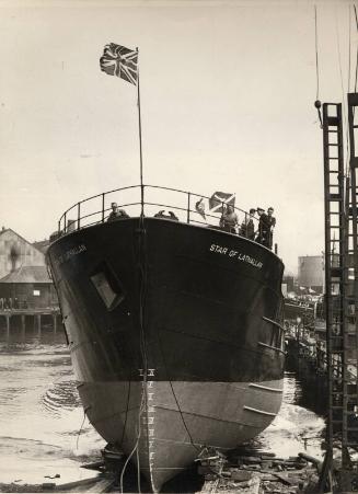 Star of Lathallan (A159) black & white photograph of launch
