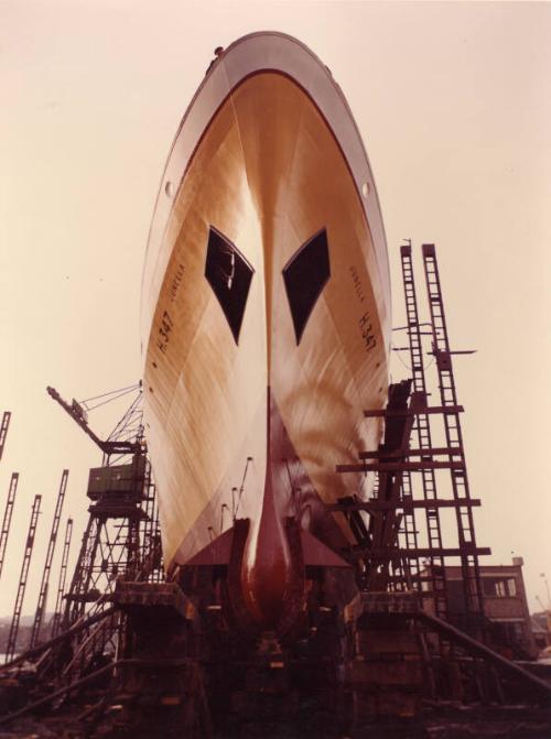 Launch of the stern trawler Junella at Hall Russell
