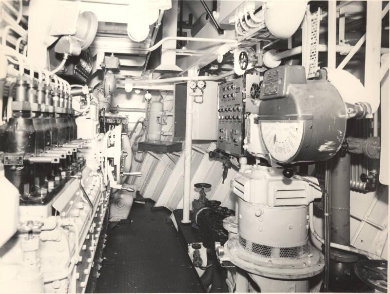 Black and white photograph of collier Ballyrush (902) at Hall Russell shipyard