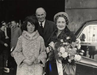 Black and white photograph of the launch of collier Ballyrory (903) at Hall Russell