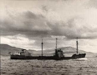 Black and white photograph of the launch of collier Ballyrory (903) at Hall Russell