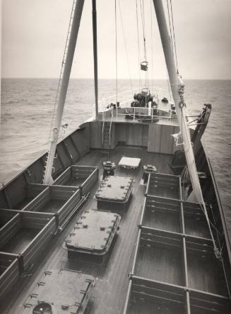 Black and white photograph showing the launch of the trawler Prince Philip (905) at Hall Russell shipyard