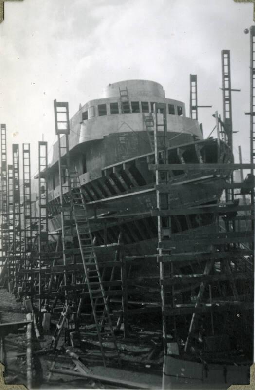 Photograph of construction of steam tug 'Howard Smith'