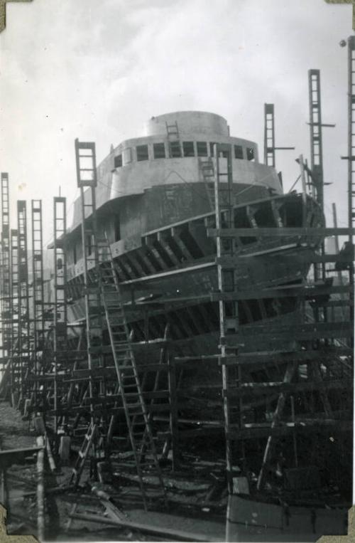 Photograph of construction of steam tug 'Howard Smith'