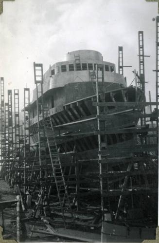 Photograph of construction of steam tug 'Howard Smith'
