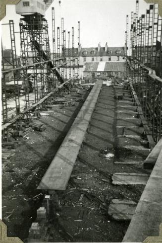 Photograph of construction of steam collier 'Ajasa'