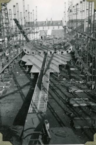 Photograph of construction of steam collier 'Ajasa'