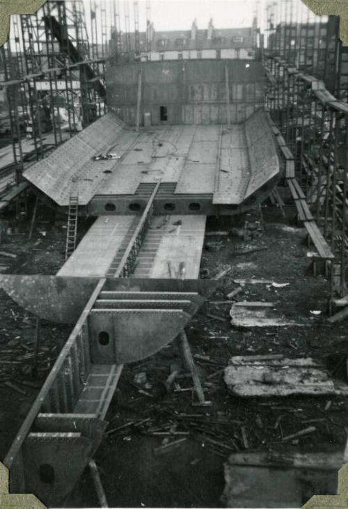 Photograph of construction of steam collier 'Ajasa'