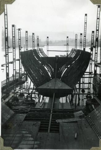 Photograph of construction of steam collier 'Ajasa'