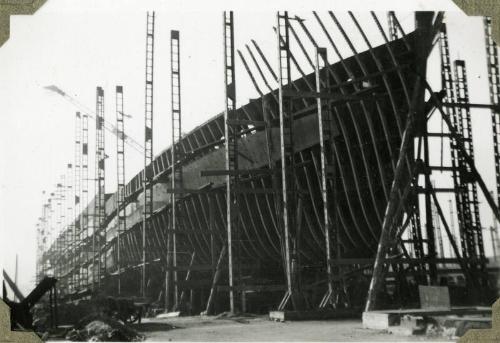 Photograph of construction of steam collier 'Ajasa'