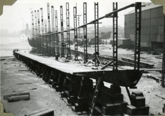 Photograph of the construction of steam Baltic timber carrier 'Binna'