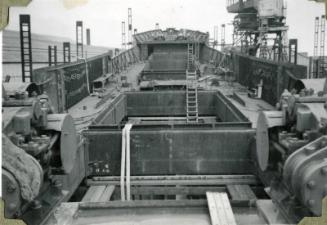 Photograph of the construction of steam Baltic timber carrier 'Binna'