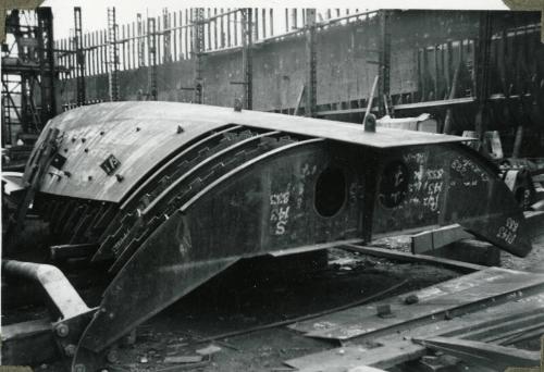 Photograph showing construction of 'Bow Santos'