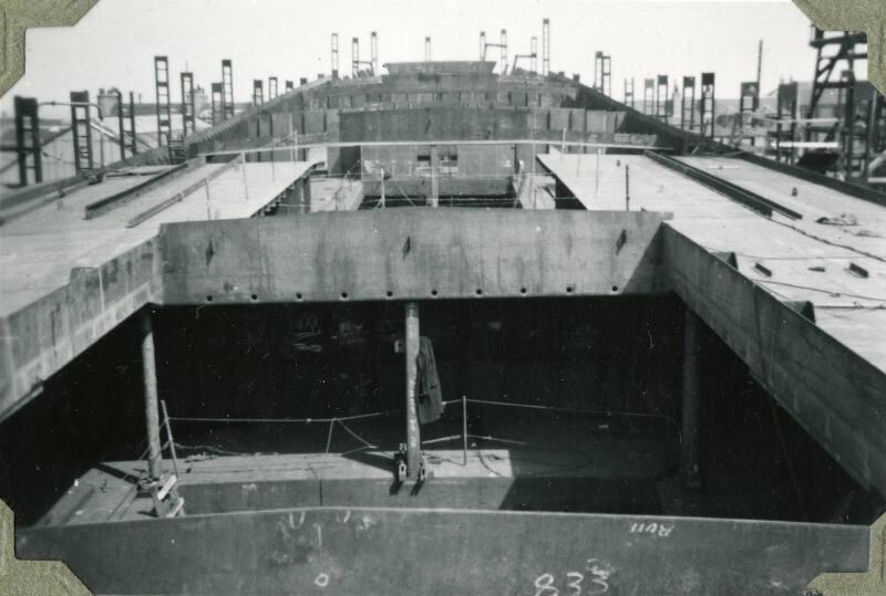 Photograph showing construction of 'Bow Santos'
