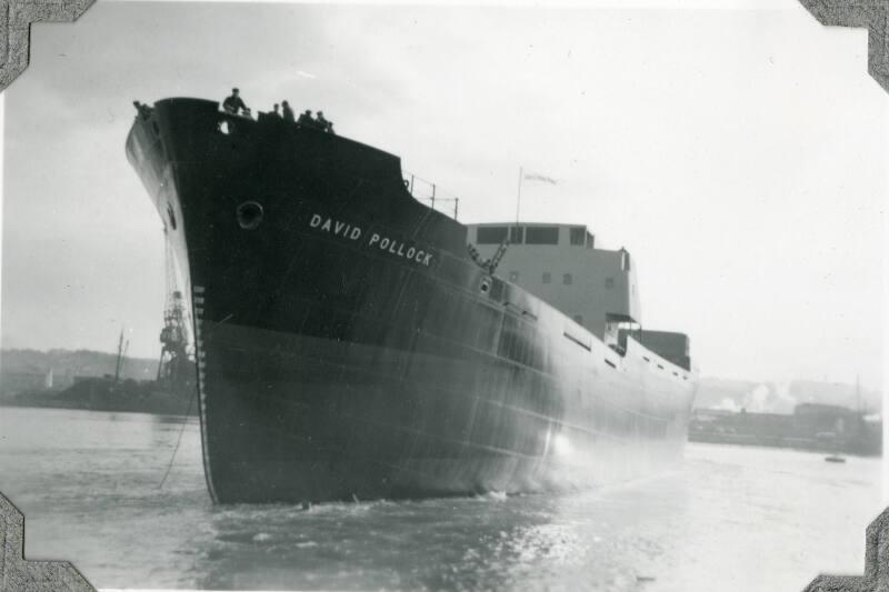 Black & white photograph of cargo vessel 'David Pollock'