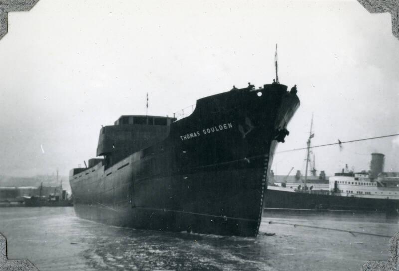 Black & white photograph of cargo vessel 'Thomas Goulden'