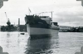 Black & white photograph of motor collier 'Shoreham'