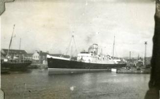 Black and White Photograph in album of ship 'St Clair' entering Aberdeen Harbour