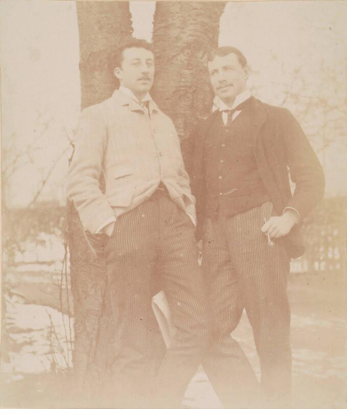 Two Men Leaning Against a Tree, from an album compiled by Sir John Everett Millais