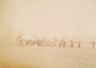 Crowd in a Landscape with Marquee, from an album compiled by Sir John Everett Millais