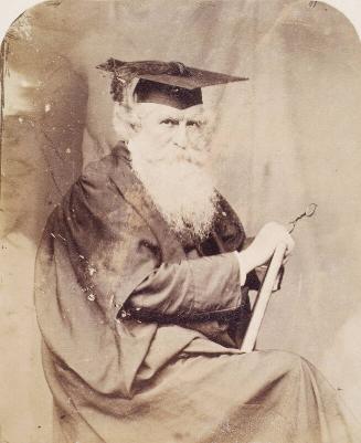 Thomas Combe in Cloak and Mortar Board, from an album compiled by Sir John Everett Millais