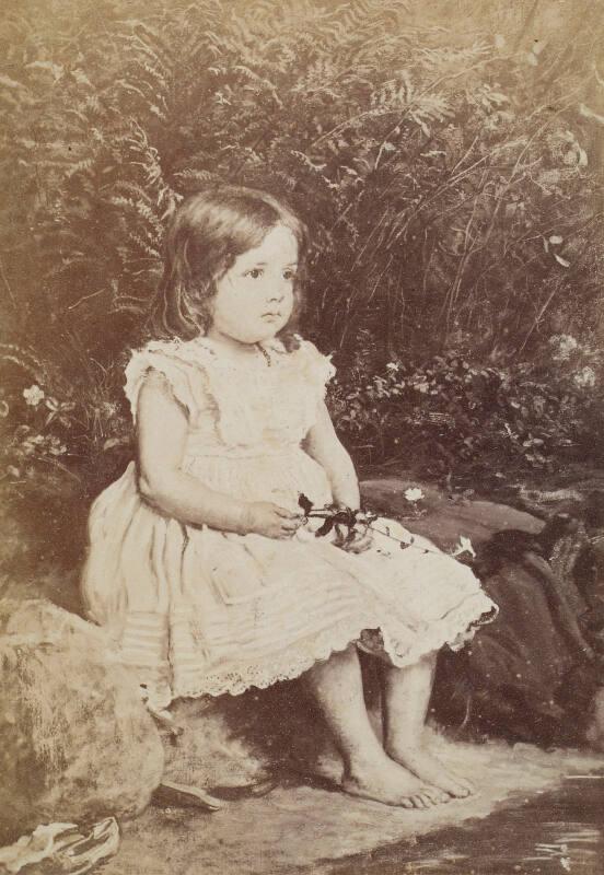 Photograph of a portrait of Eveline Lees,  from an album compiled by Sir John Everett Millais