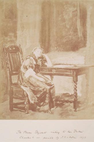 Photograph of 'Princess Elizabeth in Prison' by Millais, from an album compiled by Sir John Everett Millais