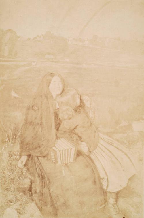 Photograph of 'The Blind Girl' by Millais, from an album compiled by Sir John Everett Millais