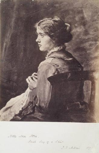 Photograph of 'Stitch, Stich, Stitch' by Millais, from an album compiled by Sir John Everett Millais