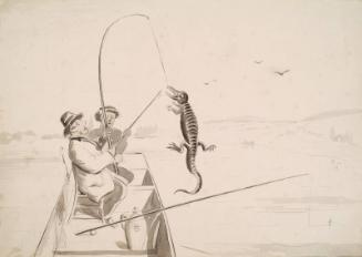 A Fishing Caricature, from an album compiled by Sir John Everett Millais