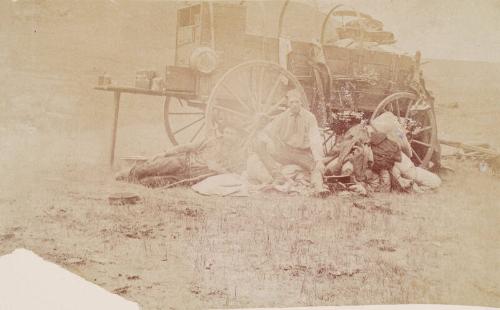 Man Seated Next to Wagon, from an album compiled by Sir John Everett Millais