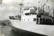 Black and White Photograph in album of ship 'Aberdonian Coast' in Aberdeen Harbour