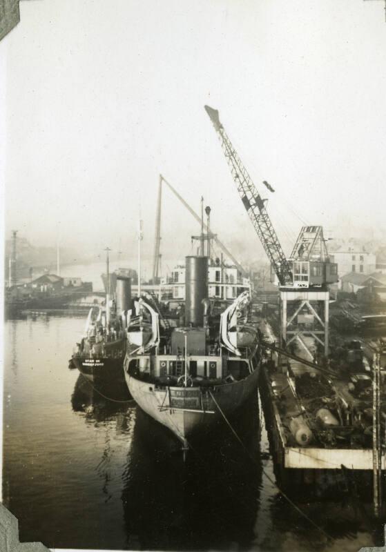 Black and White Photograph in album 'Star VII' and 'Enugu' alongside at Hall Russell's shipyard