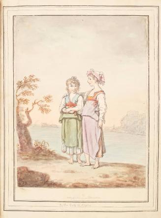 Two Girls of Procida - Island Near Naples, leaf from 'A Collection of Dresses by David Allan Mostly from Nature'
