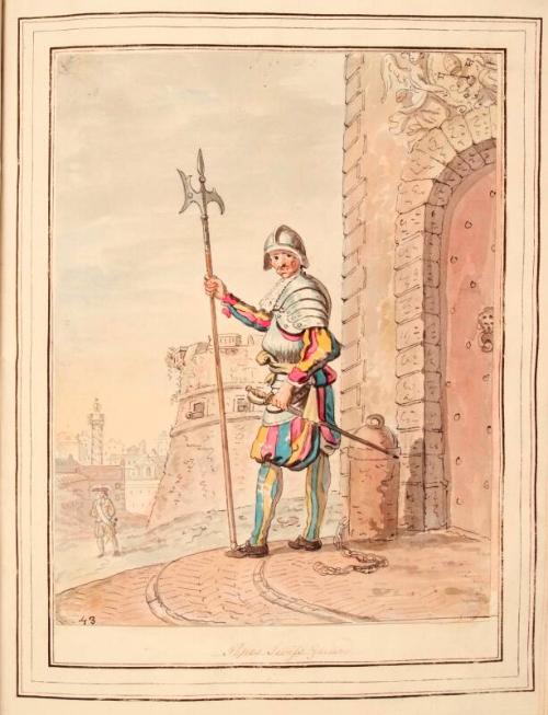 Pope's Swiss Guard, leaf from 'A Collection of Dresses by David Allan Mostly from Nature'