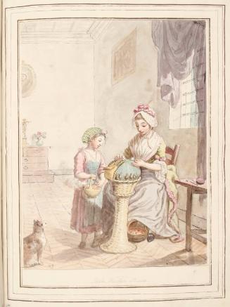 Lace workers, Rome, leaf from 'A Collection of Dresses by David Allan Mostly from Nature'