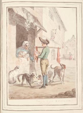 Feeding the Cats at Rome, leaf from 'A Collection of Dresses by David Allan Mostly from Nature'