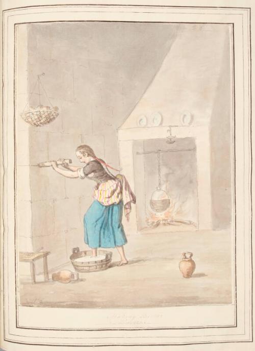 Making Butter Minorca, leaf from 'A Collection of Dresses by David Allan Mostly from Nature'