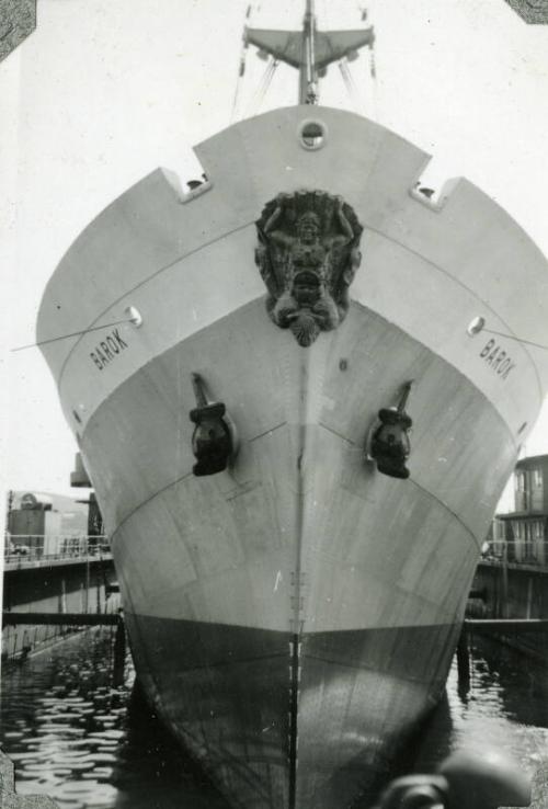 Black and White Photograph in album of coastal cargo vessel 'Barok'