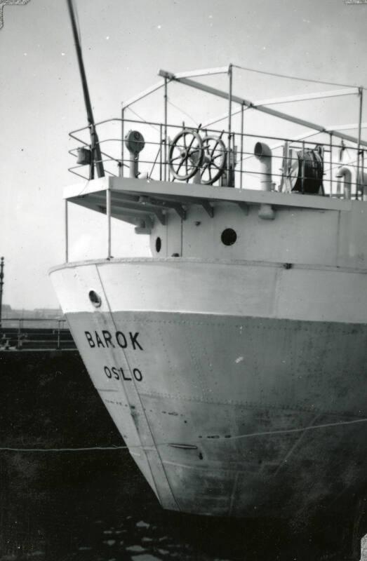 Black and White Photograph in album of coastal cargo vessel 'Barok'