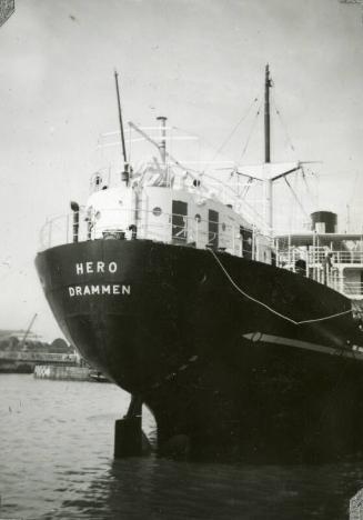 Black and White Photograph in album of cargo vessel 'Hero'