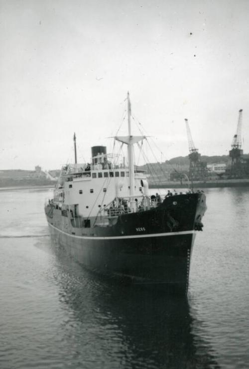 Black and White Photograph in album of cargo vessel 'Hero'