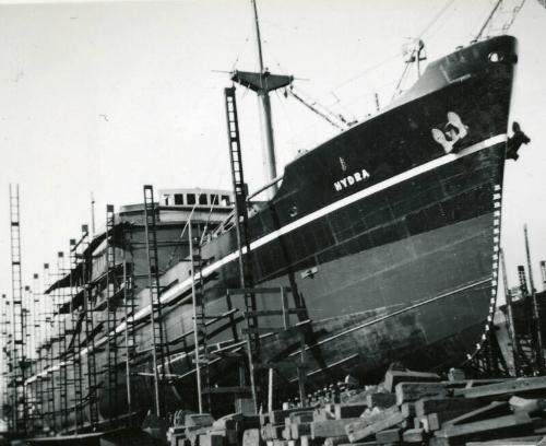 Black and White Photograph in album of cargo vessel 'Hydra'