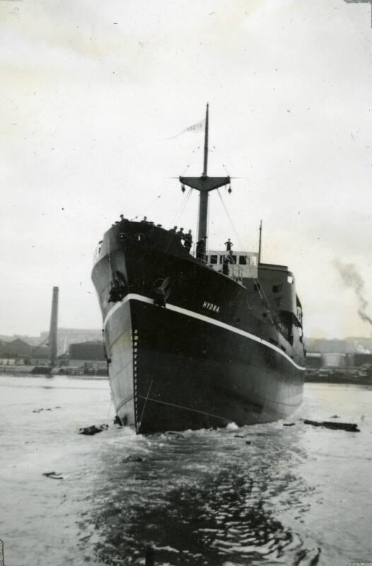 Black and White Photograph in album of cargo vessel 'Hydra'