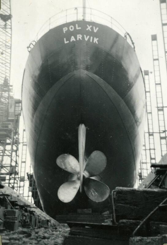 Black and White Photograph in album of construction of Norwegian whaler 'POL XV'